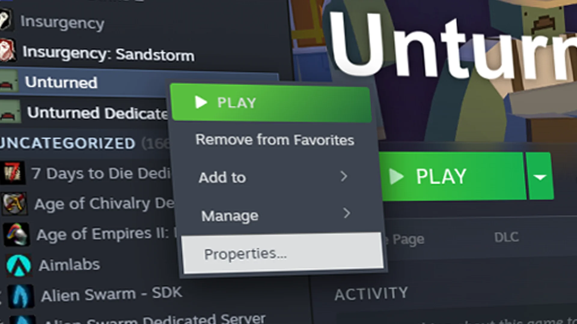 Open Steam properties